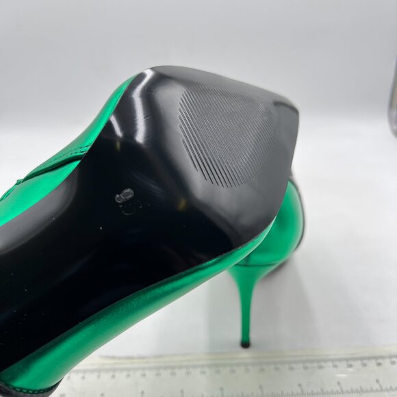 YDN Green Rhinestone Glitter Stiletto Heel Pointed Toe Side Zipper Short Booties - Picture 6 of 8